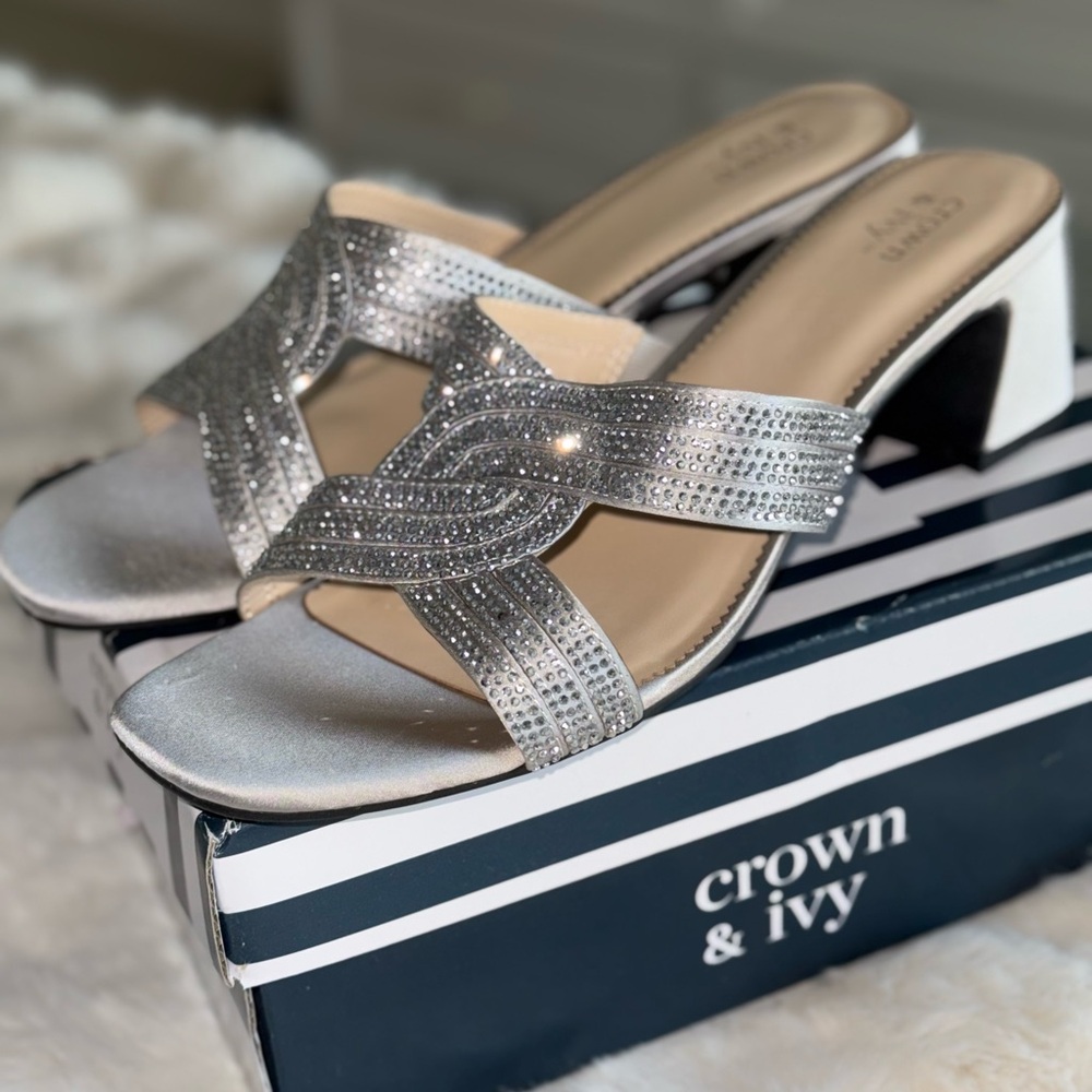 Tommie sandal Crown & Ivy silver stone women’s evening shoe size 11 - Picture 3 of 4